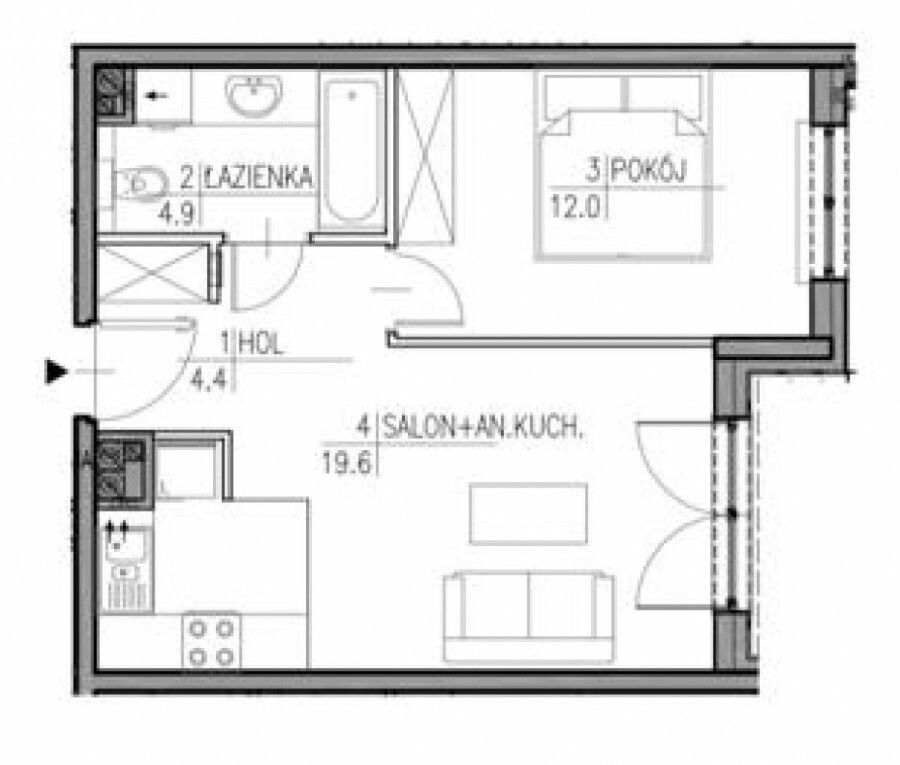 Warszawa, Wilanów, Sejmu Czteroletniego, Ogródek 36 m² | 2 pokoje | garaż | 2 Komórki lok.