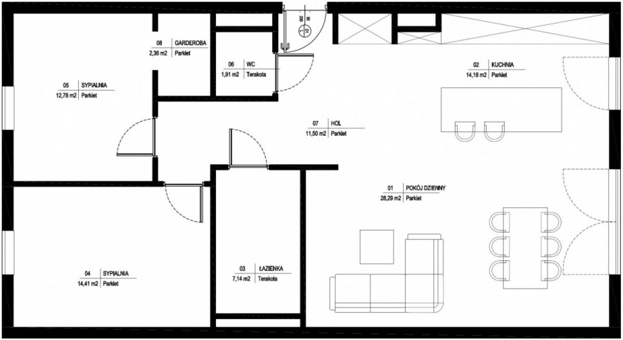 Warszawa, Wilanów, Sarmacka, Apartament 3 pokoje 92 m² + ogródek 9 m² + garaż
