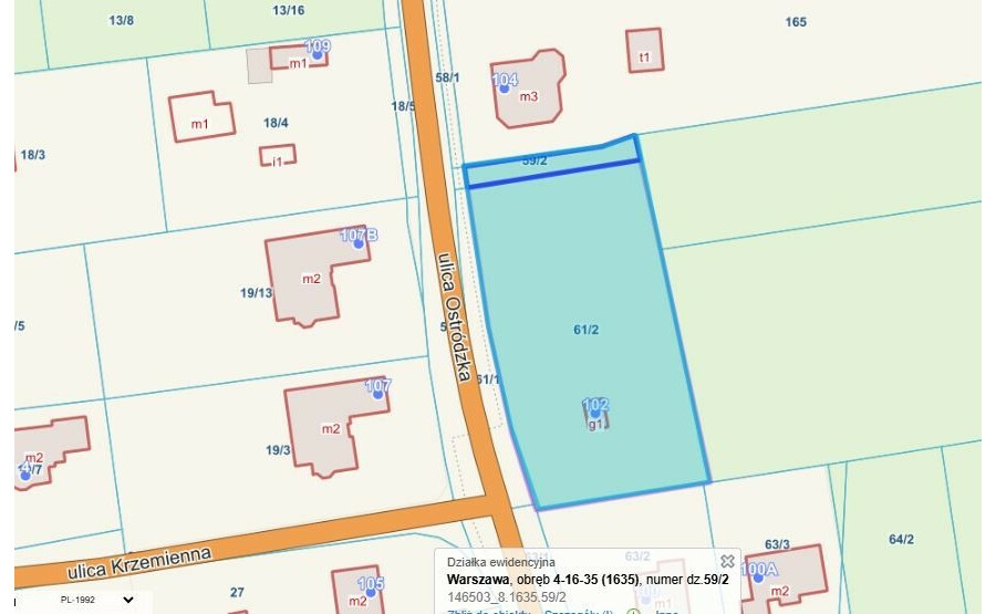 Warszawa, Białołęka, Ostródzka, Ostródzka 2445m2 MPZP MN/U
