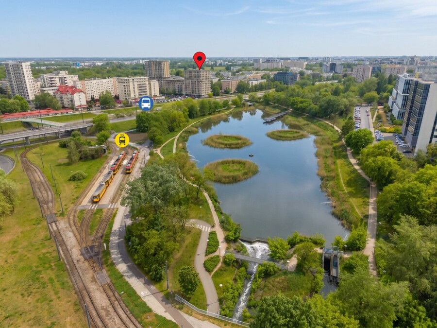 Warszawa, Mokotów, Aleja Wyścigowa, Point House Widok na park Balkon Garderoba