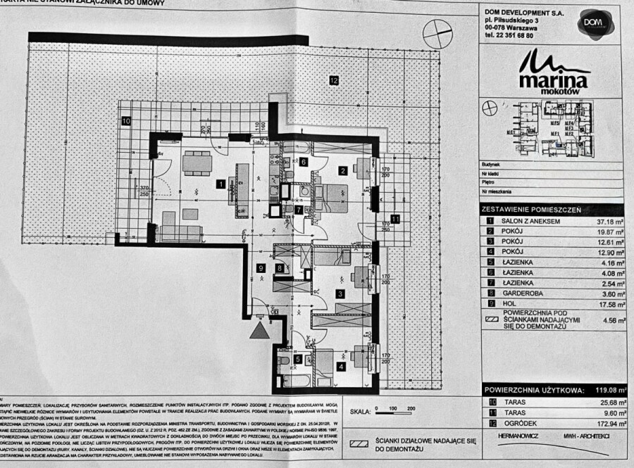 Warszawa, Mokotów Wyględów, Białej Floty, Apartament z ogrodem | Marina Mokotów II I 119m2
