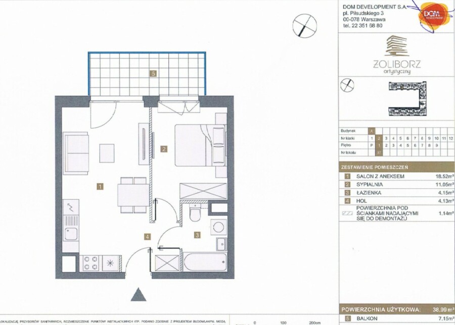 Warszawa, Żoliborz Powązki, Zygmunta Hübnera, 2 pokoje 39 m² | Balkon 7 m² | 2019 | Garaż ✅