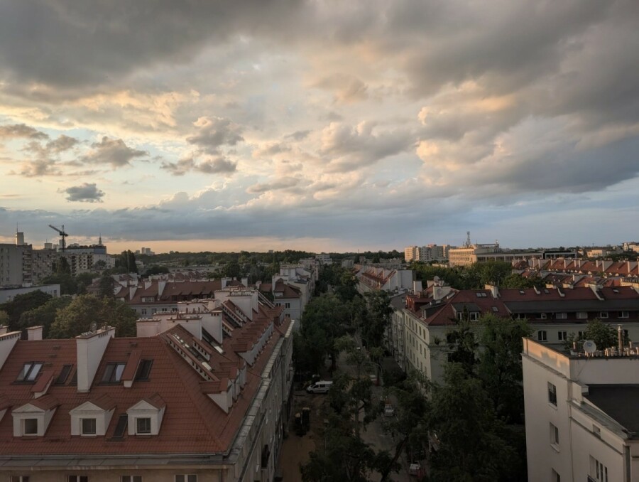 Warszawa, Mokotów Dolny, Panoramiczny widok na centrum Warszawy
