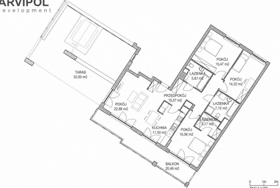 Warszawa, Ursynów, Złoty Potok, penthouse | taras 50m2 | trzystronna ekspozycja
