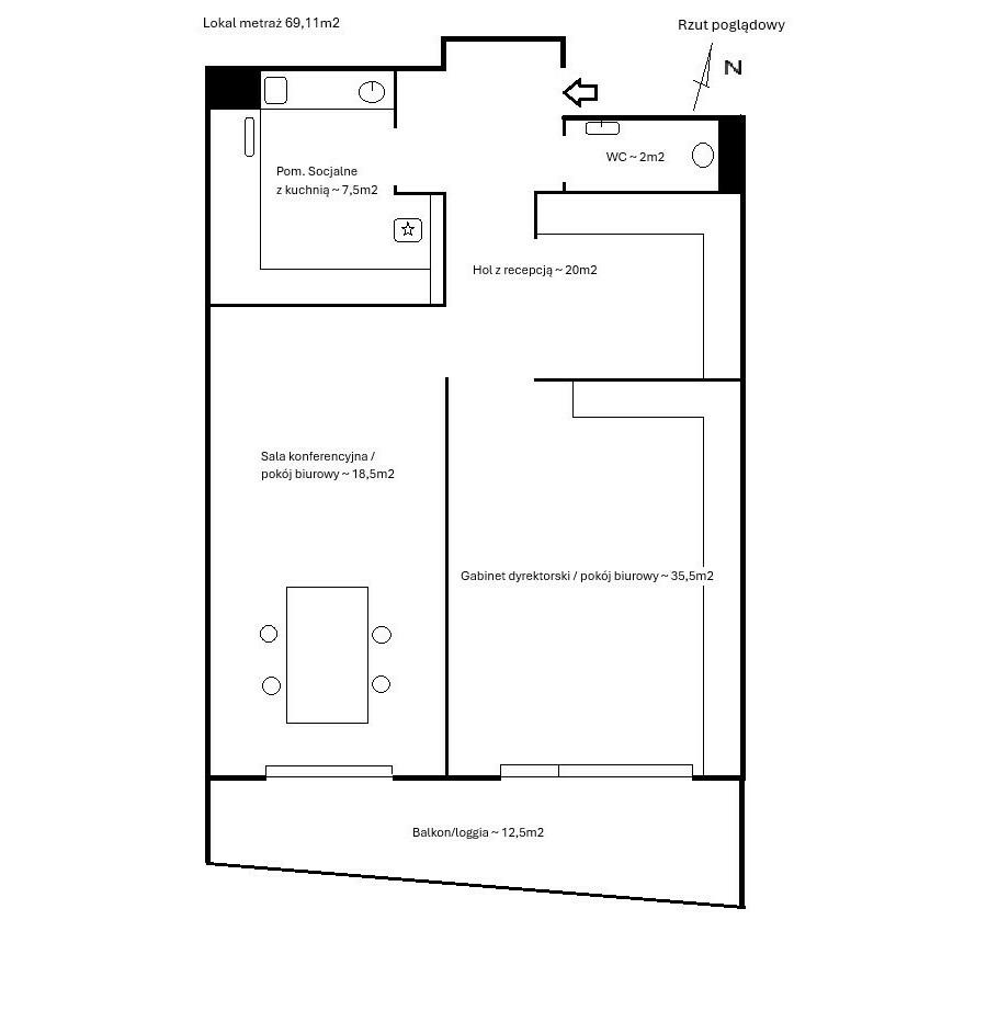 Warszawa, Śródmieście, Bagno, Biuro do wynajęcia 69 m² przy Metrze Świętokrzyska
