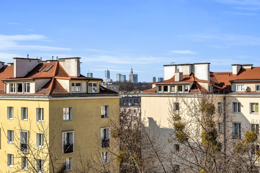 Warszawa, Mokotów Sielce, Czerska, Mokotów | kamienica | widok na Pałac Kultury